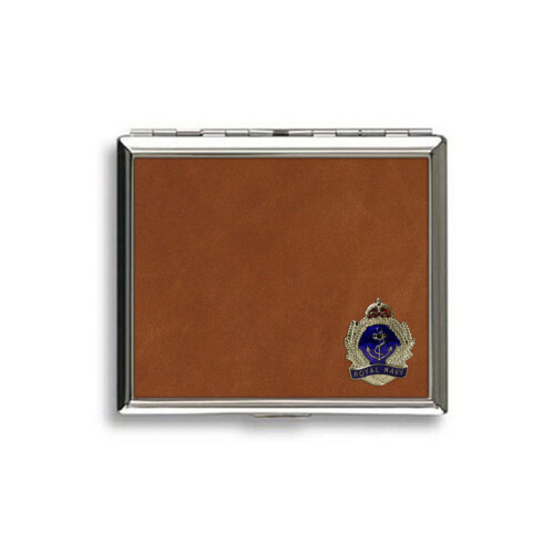 Royal Navy tan leather covered cigarette case