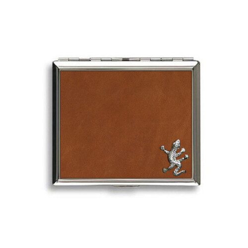Gecko tan leather covered cigarette case