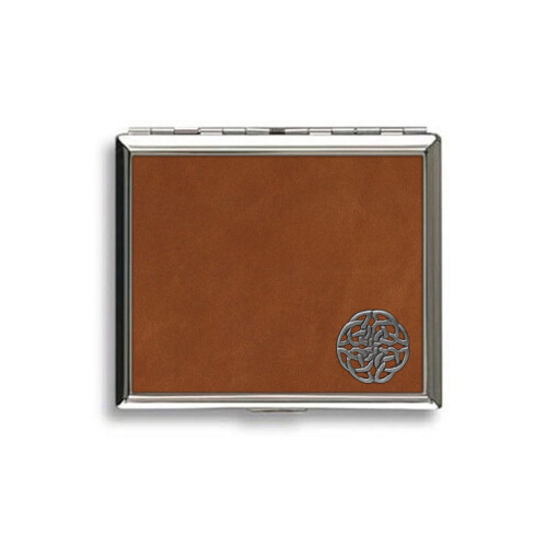 Celtic knot tan leather covered cigarette case