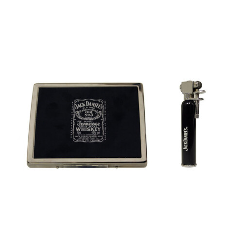 Jack Daniels Jack Daniel's fluted cigarette case and flint action gas lighter