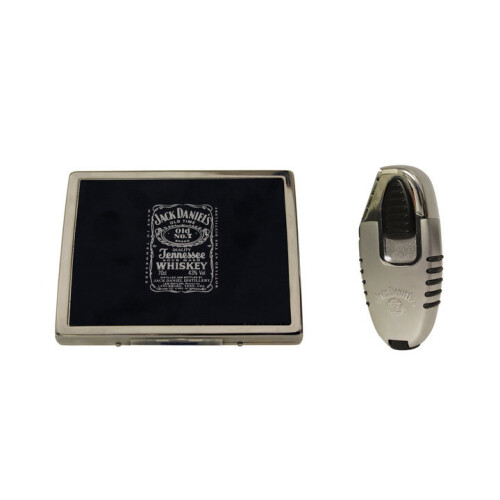 Jack Daniels Jack Daniel's fluted cigarette case and electronic gas lighter