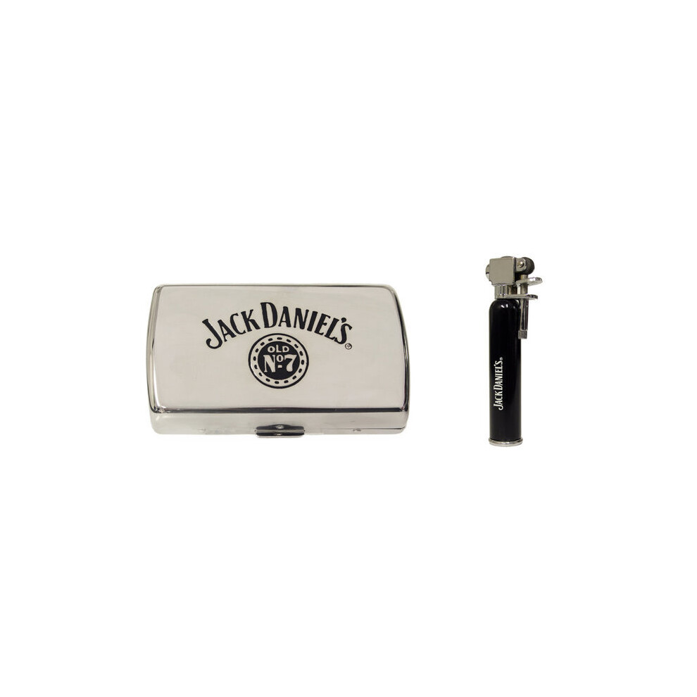 Jack Daniel's mini cigarette case and flint action gas lighter