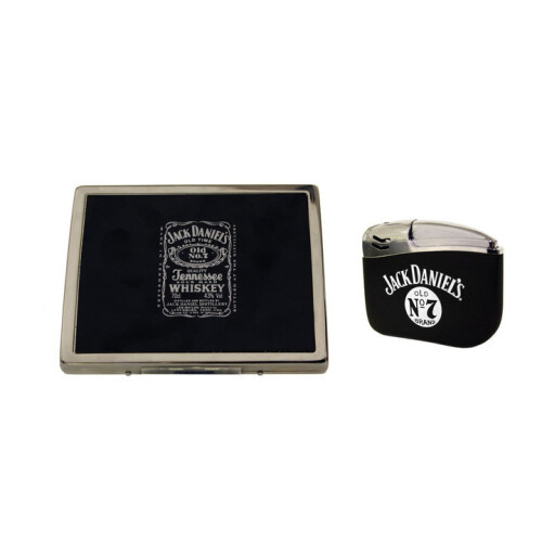 Jack Daniels Jack Daniel's fluted cigarette case and electronic gas lighter