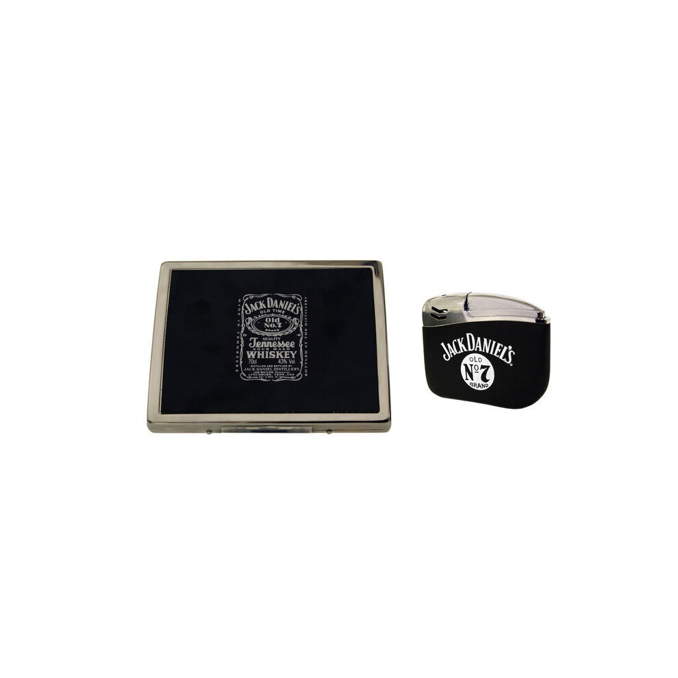 Jack Daniels Jack Daniel's Fluted Cigarette Case And Electronic Gas Lighter Black