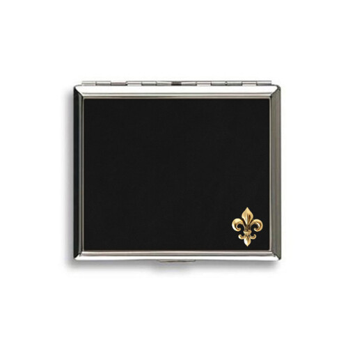 Fleur de lis black leather covered cigarette case