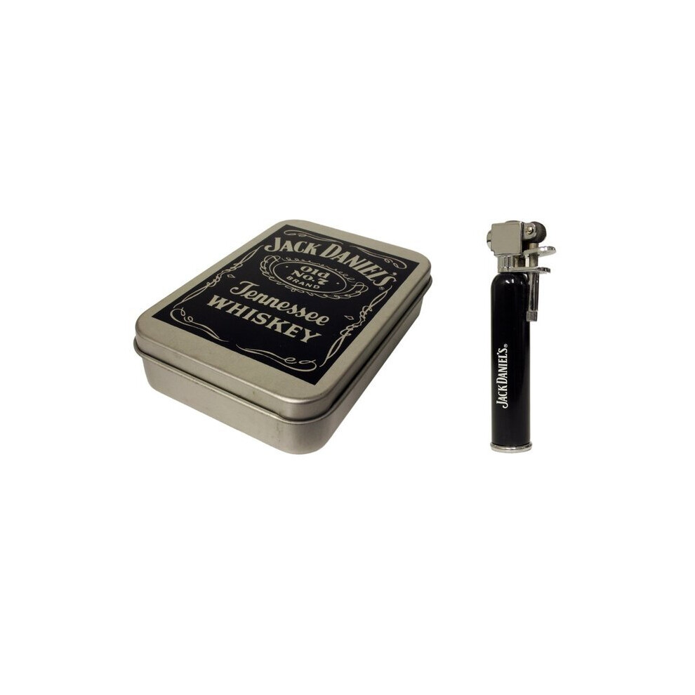 Jack Daniels Jack Daniel's Tobacco Tin And Flint Action Gas Lighter Black