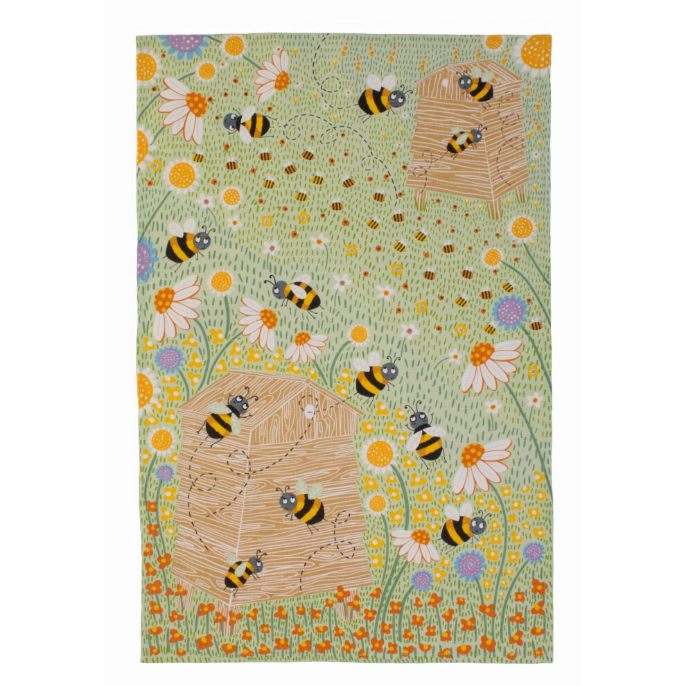 Ulster Weavers Cotton Tea Towel - Bees (100% Cotton, Yellow)