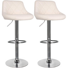 (White) Bar Stool Breakfast Bar Stool with Chrome Footrest and Base Swivel Gas Lift Kitchen Stool for Breakfast Bar/Counter/Kitchen/Home Barstools (White)