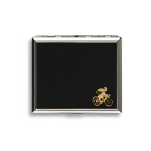 Cyclist metal black leather covered cigarette case