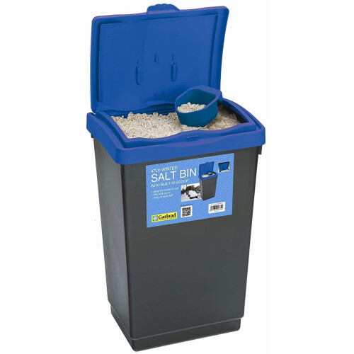 47L Winter Salt Bin Blue Lid for Storage made from Plastic with Scoop
