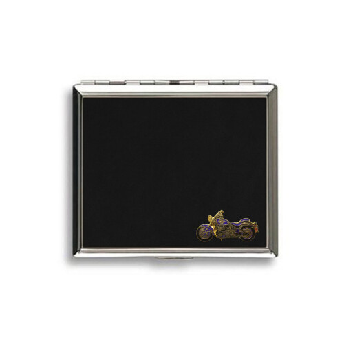 Harley Davidson motorcycle metal black leather covered cigarette case