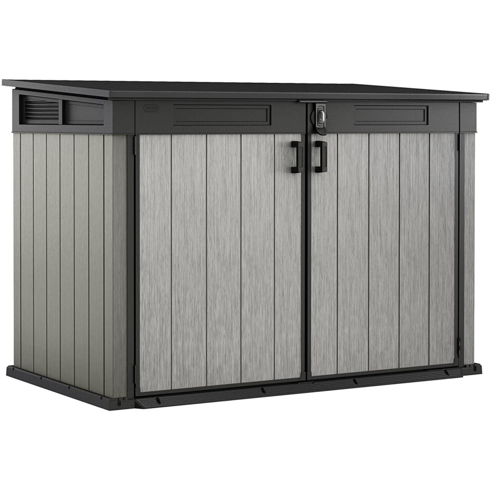 Keter Store It Out Grande Outdoor Plastic Garden Storage Shed, Grey and Black, 190 x 109 x 132 cm