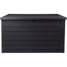 Keter Ontario XXL Cushion Box, Storage Box, Anthracite, 870 Litres, Wood Look with Gas Pressure Springs, Approx. 146 x 82 x 86 (H) cm