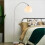 Living And Home (White, 130-180cm) Modern Arched Floor Lamp Reading Light Marble Base 8