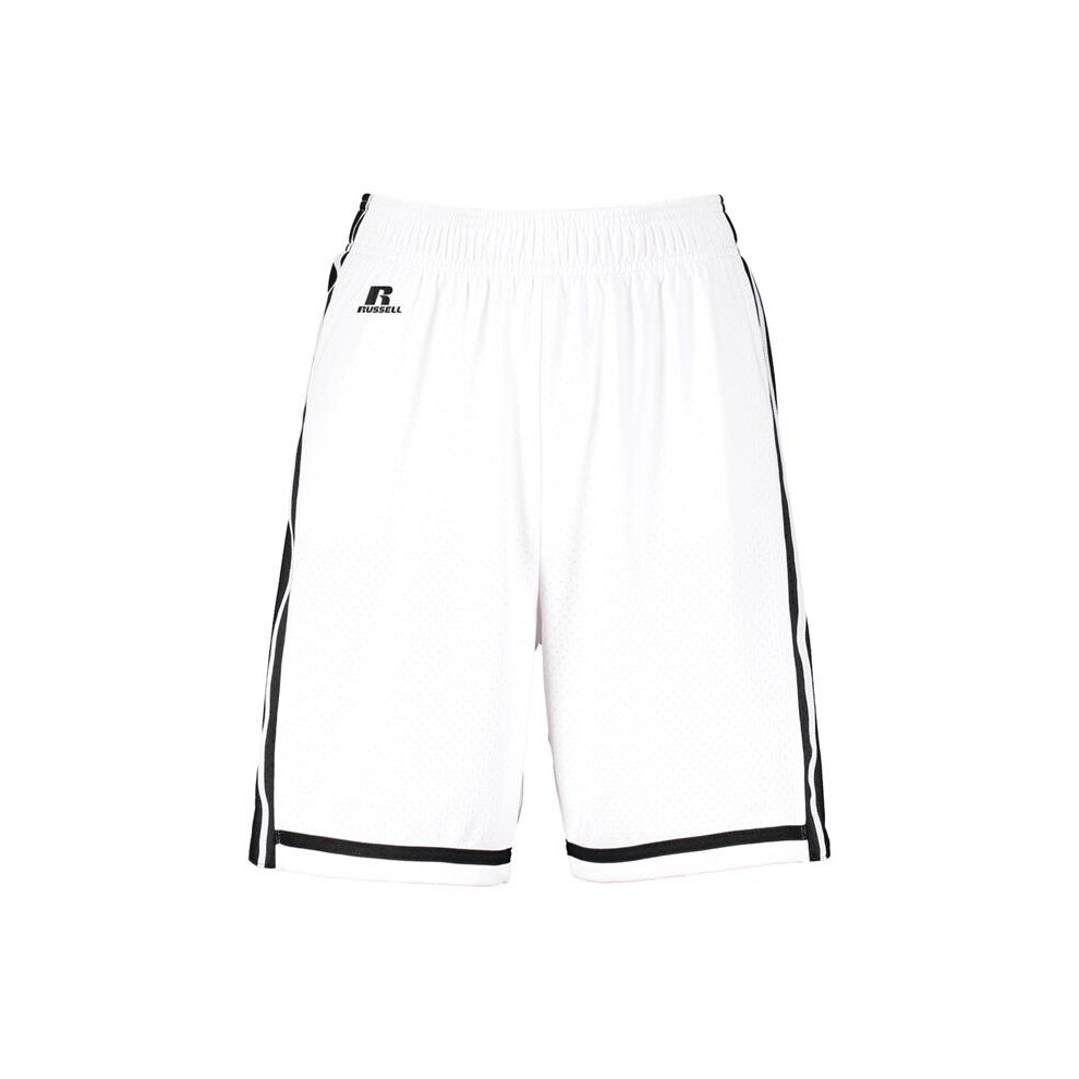 Russell 4B2VTX.WBK.XL Ladies Legacy Basketball Shorts, White & Black - Extra Large