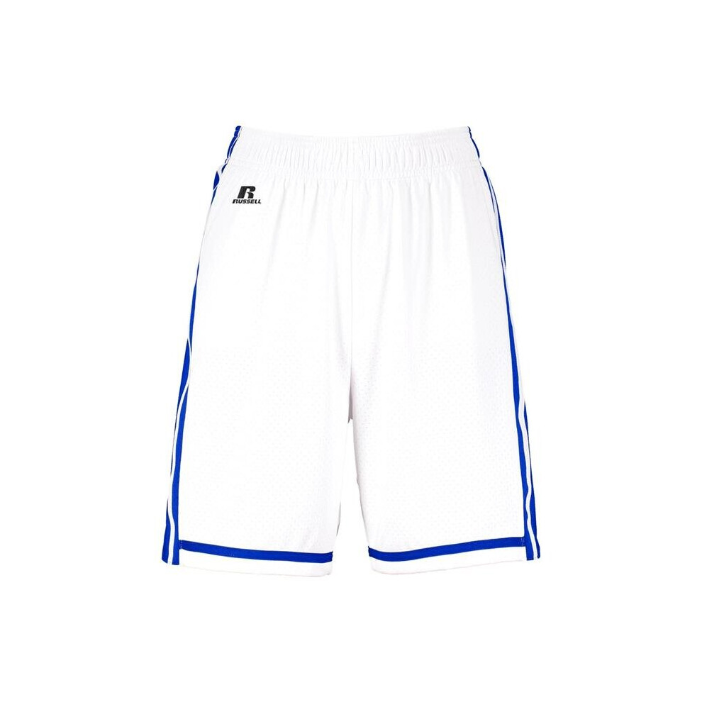 Russell 4B2VTX.WRO.S Ladies Legacy Basketball Shorts, White & Royal - Small