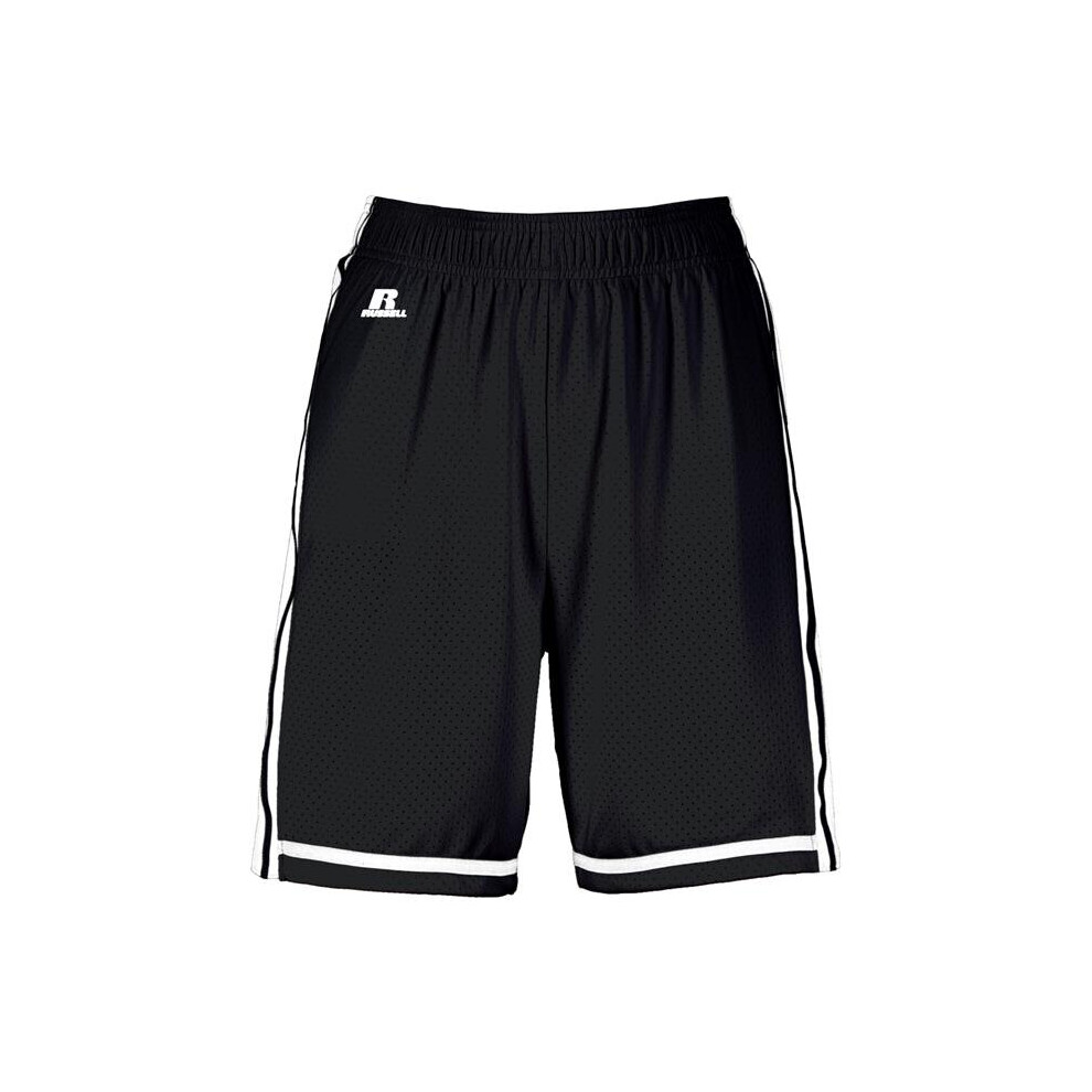 Russell 4B2VTX.BWH.XL Ladies Legacy Basketball Shorts, Black & White - Extra Large