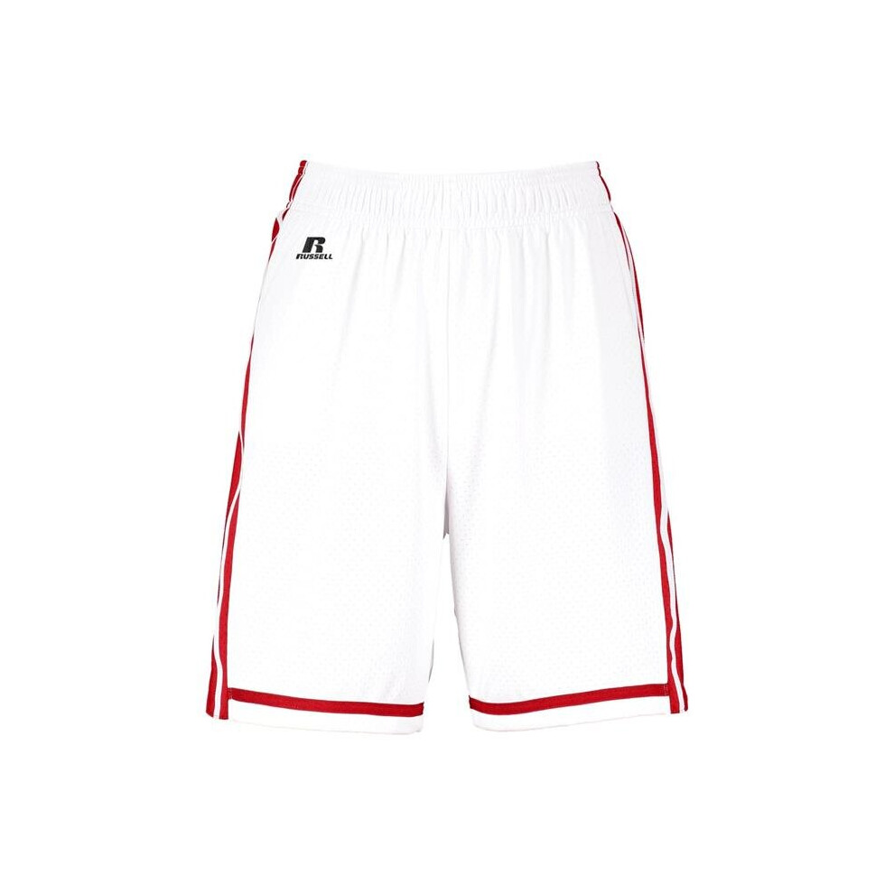 Russell 4B2VTX.WTR.S Ladies Legacy Basketball Shorts, White & True Red - Small