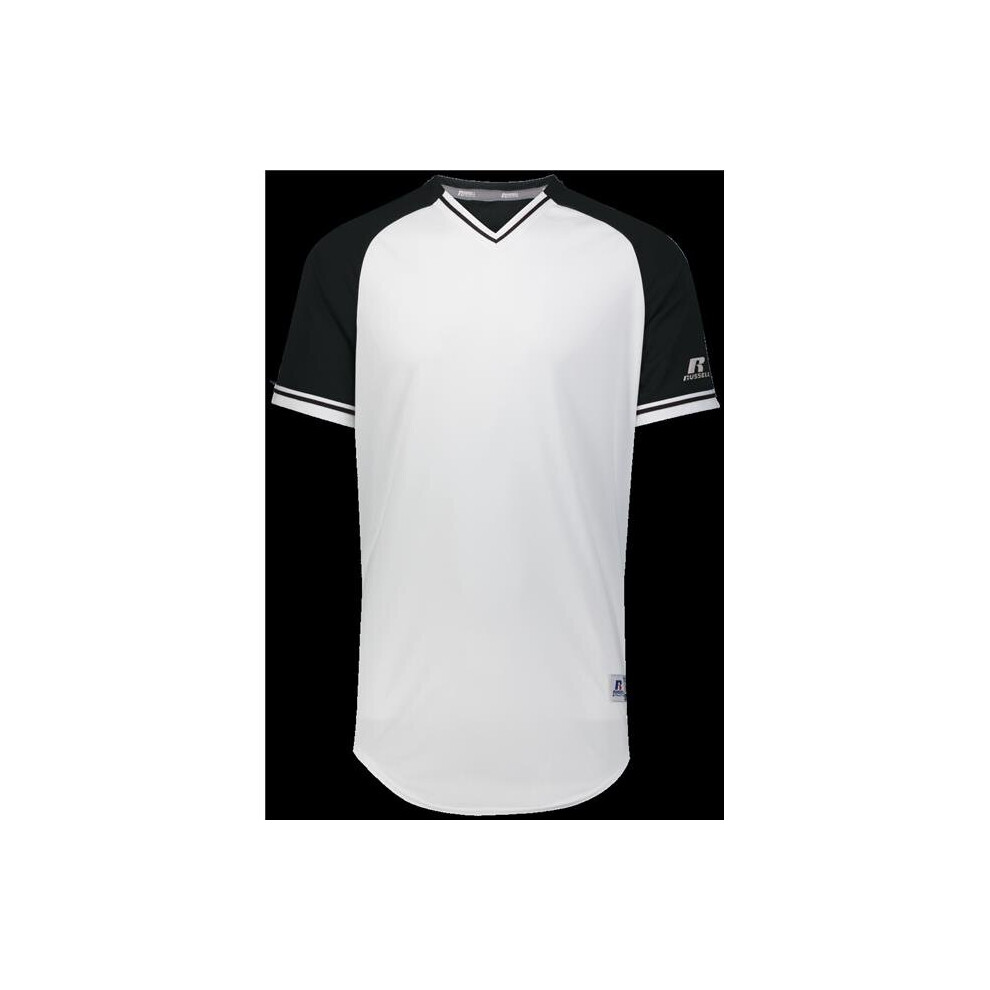 Russell R01X3M.132.2XL Adult Classic V-Neck Jersey, White & Black - 2XL