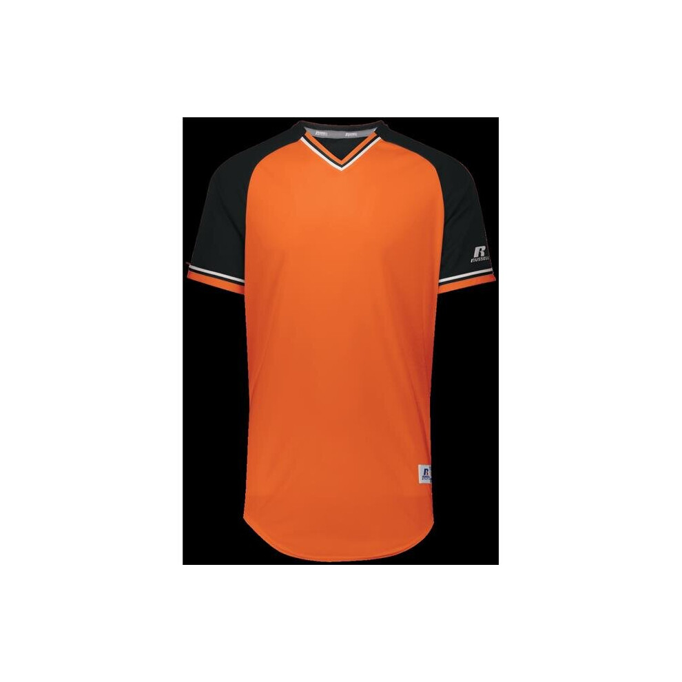 Russell R01X3M.07R.S Adult Classic V-Neck Jersey - Burnt Orange, Black & White - Small