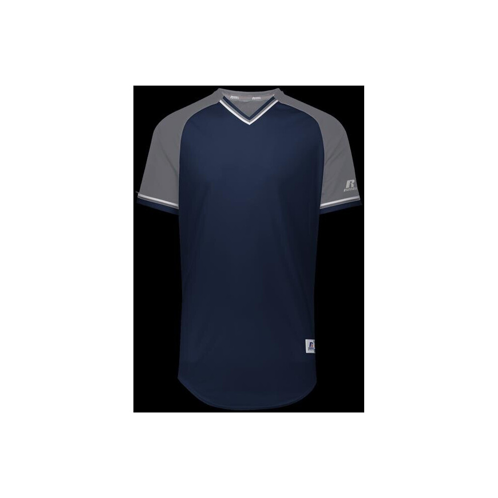 Russell R01X3M.06R.XL Adult Classic V-Neck Jersey - Navy, Steel & White - Extra Large