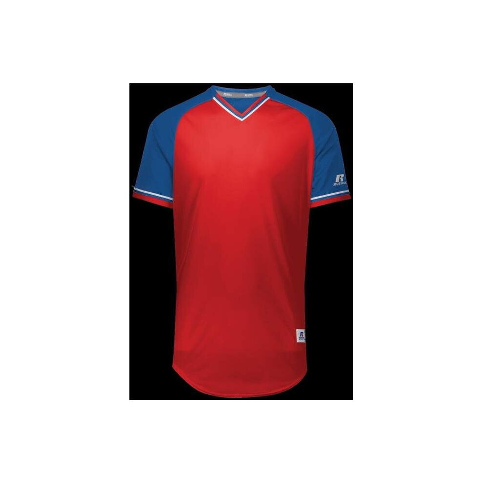 Russell R01X3M.05R.M Adult Classic V-Neck Jersey - True Red, Royal & White - Medium