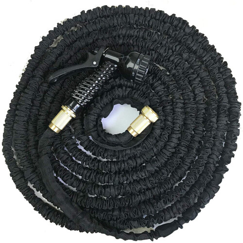 (Black) 200FT Expanding Flexible Garden Hose Pipe Fiiting for 1/2