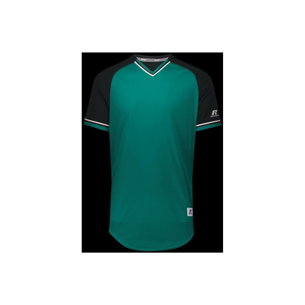 Russell R01X3M.09R.S Adult Classic V-Neck Jersey - Aqua, Black & White - Small