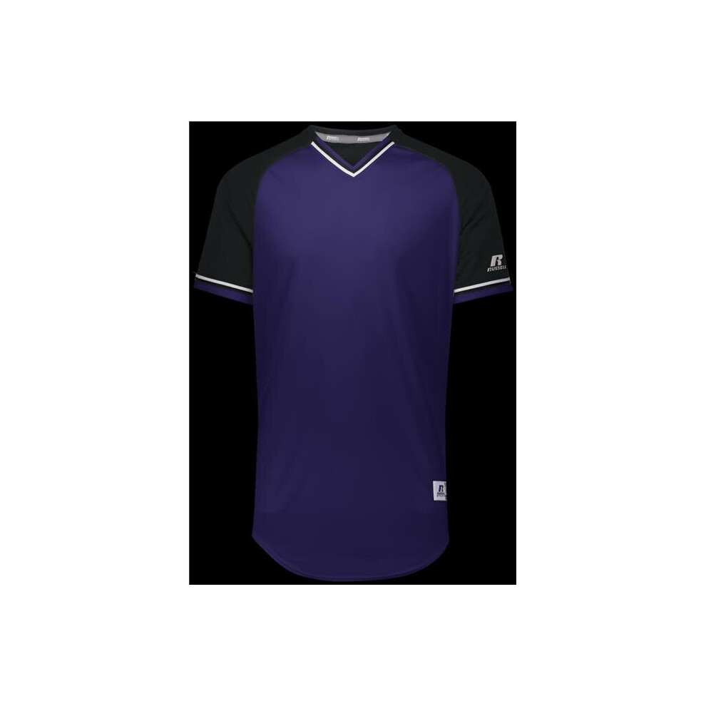 Russell R01X3M.497.3XL Adult Classic V-Neck Jersey - Purple, Black & White - 3XL