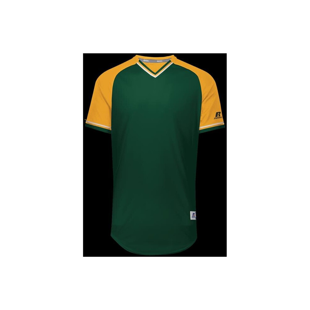 Russell R01X3M.430.3XL Adult Classic V-Neck Jersey - Dark Green, Gold & White - 3XL