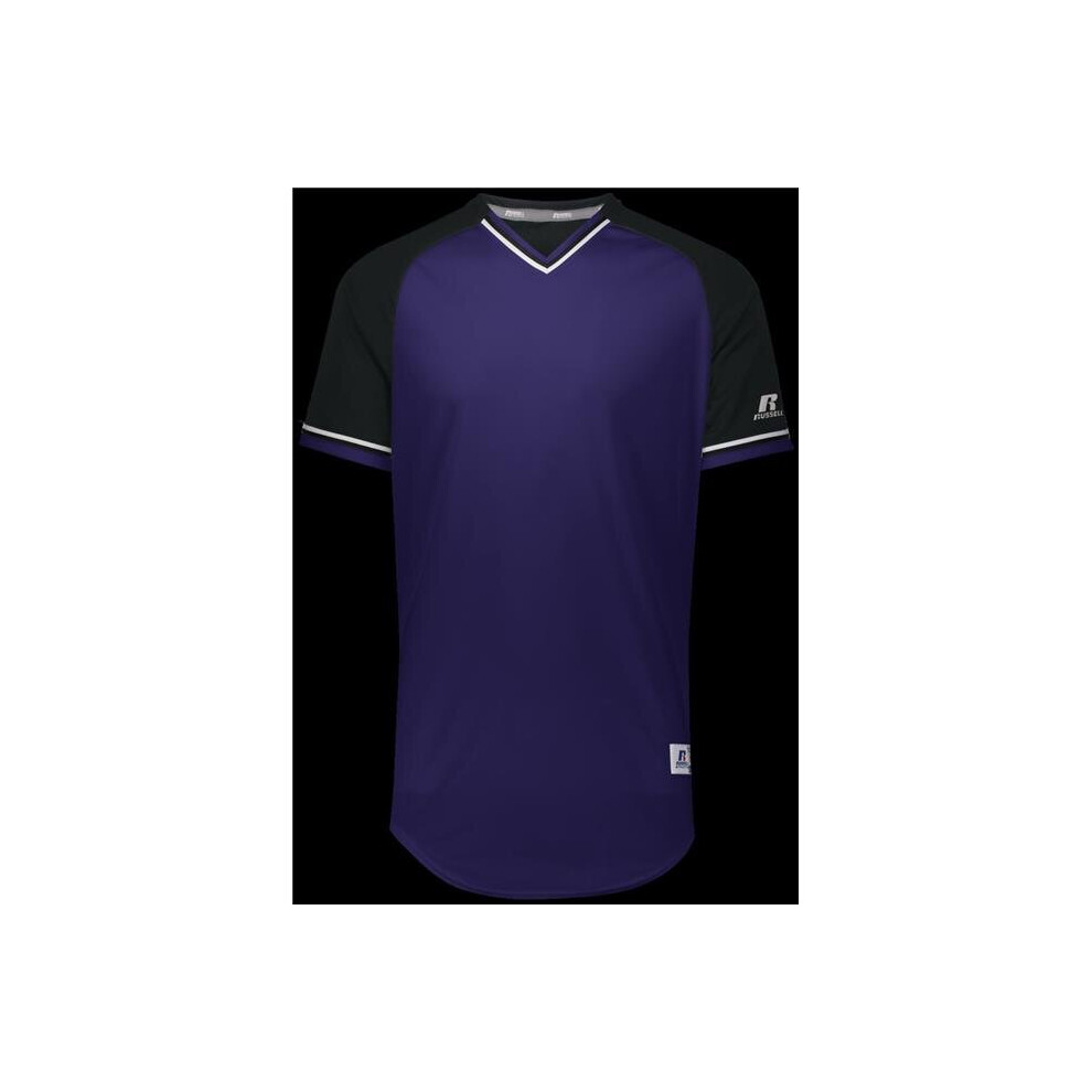 Russell R01X3M.497.S Adult Classic V-Neck Jersey - Purple, Black & White - Small