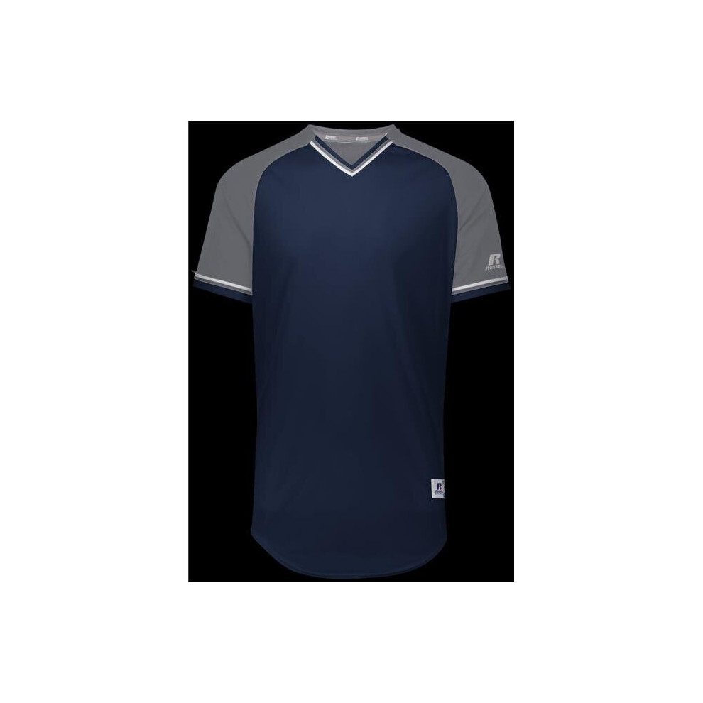 Russell R01X3M.06R.M Adult Classic V-Neck Jersey - Navy, Steel & White - Medium