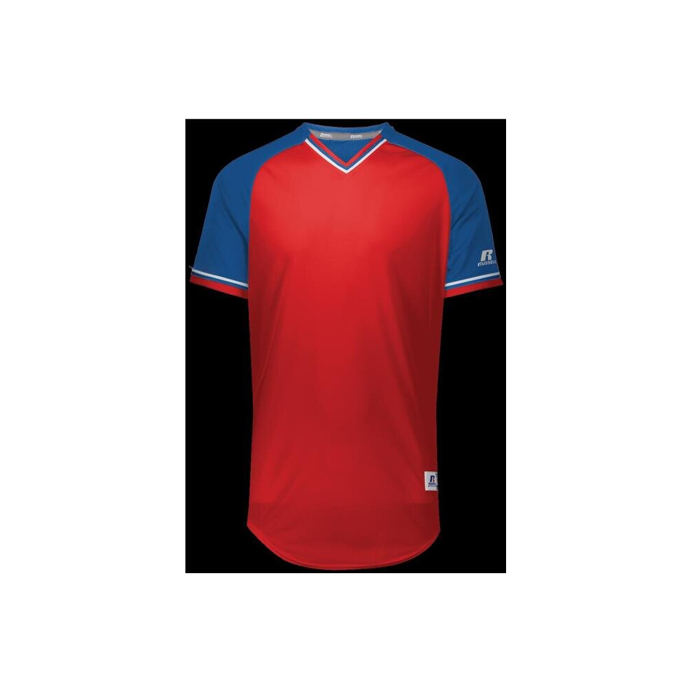 Russell R01X3M.05R.S Adult Classic V-Neck Jersey - True Red, Royal & White - Small