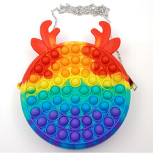 (Rainbow - antlers ) POP IT Toy Fidget Toys Handbag Silicone Handle bag