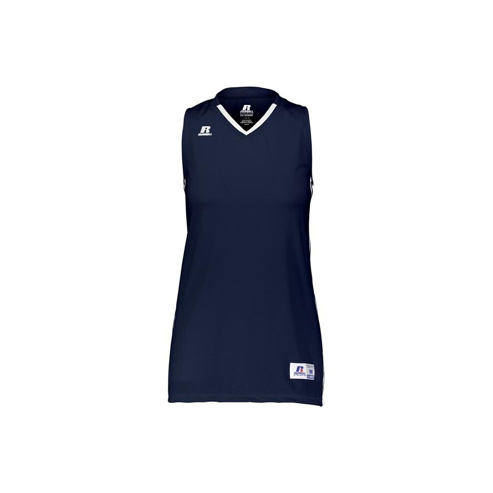 Russell 4B1VTX.NWH.XL Ladies Legacy Basketball Jersey, Navy & White - Extra Large