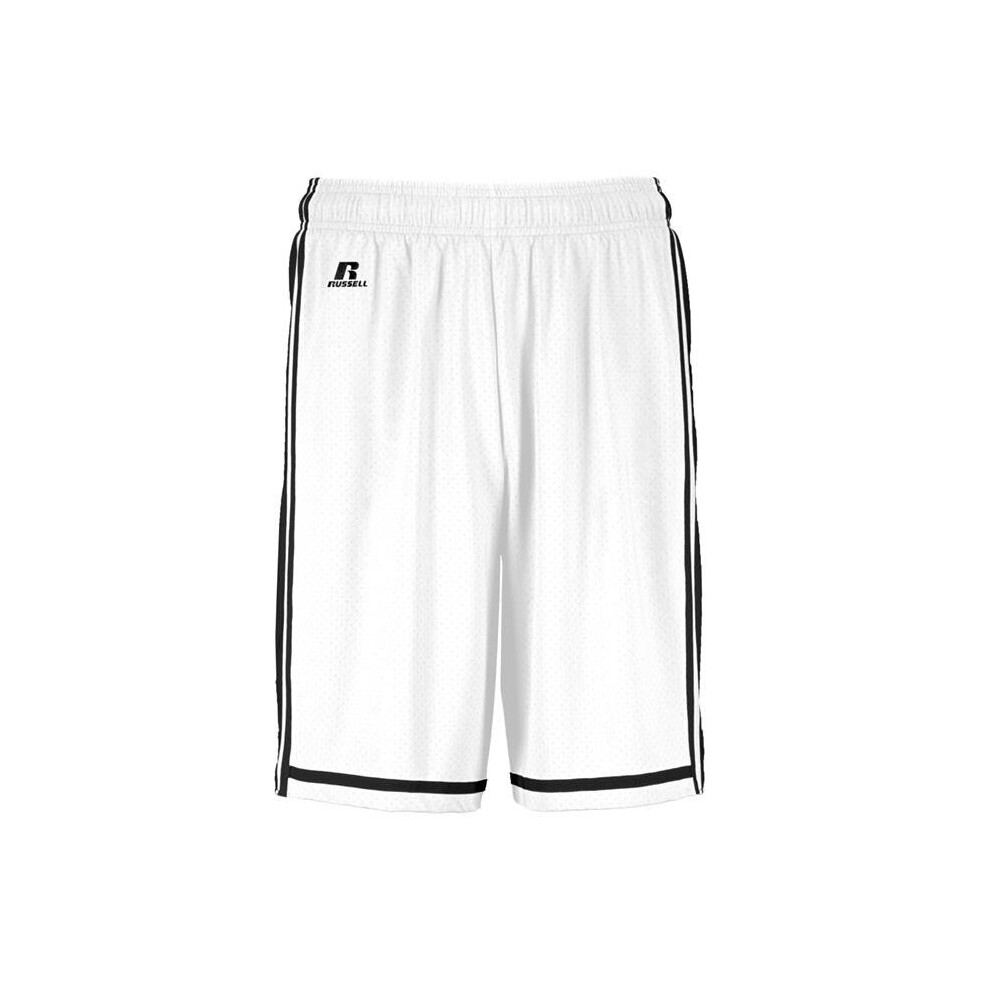 Russell 4B2VTM.WBK.2XL Adult Legacy Basketball Shorts, White & Black - 2XL