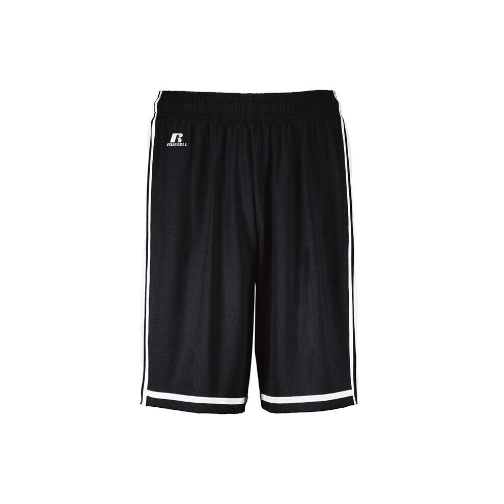 Russell 4B2VTM.BWH.L Adult Legacy Basketball Shorts, Black & White - Large