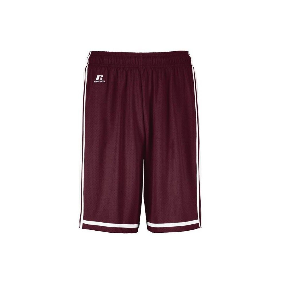 Russell 4B2VTM.MWH.M Adult Legacy Basketball Shorts, Maroon & White - Medium