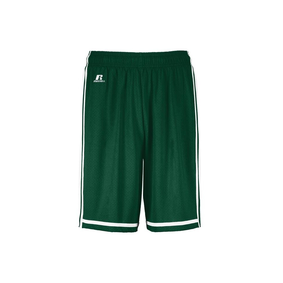 Russell 4B2VTM.DWI.L Adult Legacy Basketball Shorts, Dark Green & White - Large