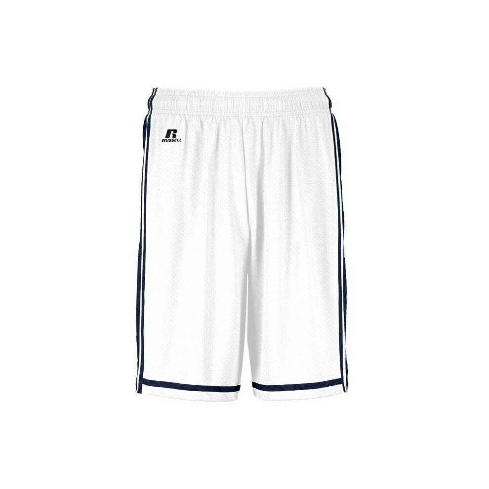 Russell 4B2VTM.WNA.S Adult Legacy Basketball Shorts, White & Navy - Small