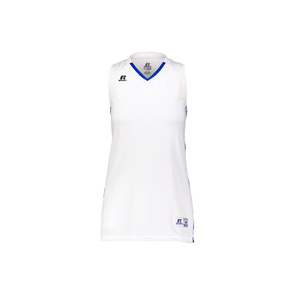 Russell 4B1VTX.WRO.XL Ladies Legacy Basketball Jersey, White & Royal - Extra Large