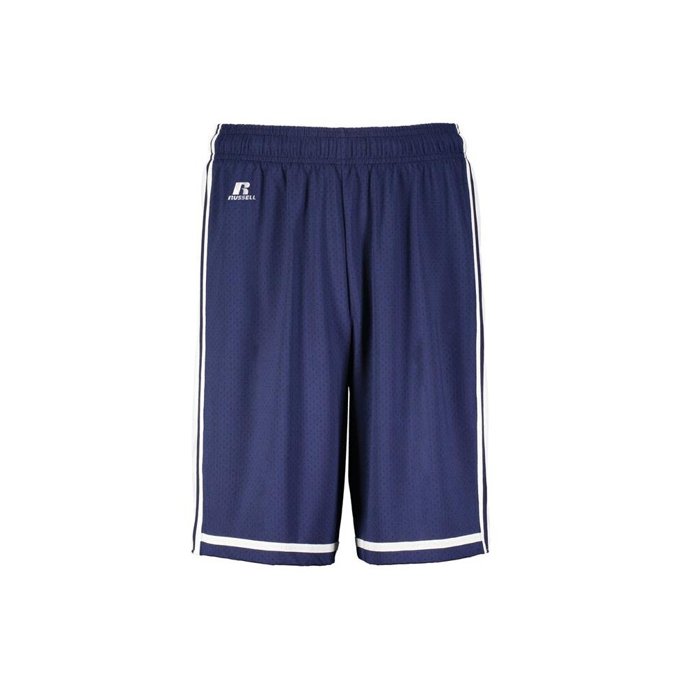 Russell 4B2VTM.NWH.S Adult Legacy Basketball Shorts, Navy & White - Small