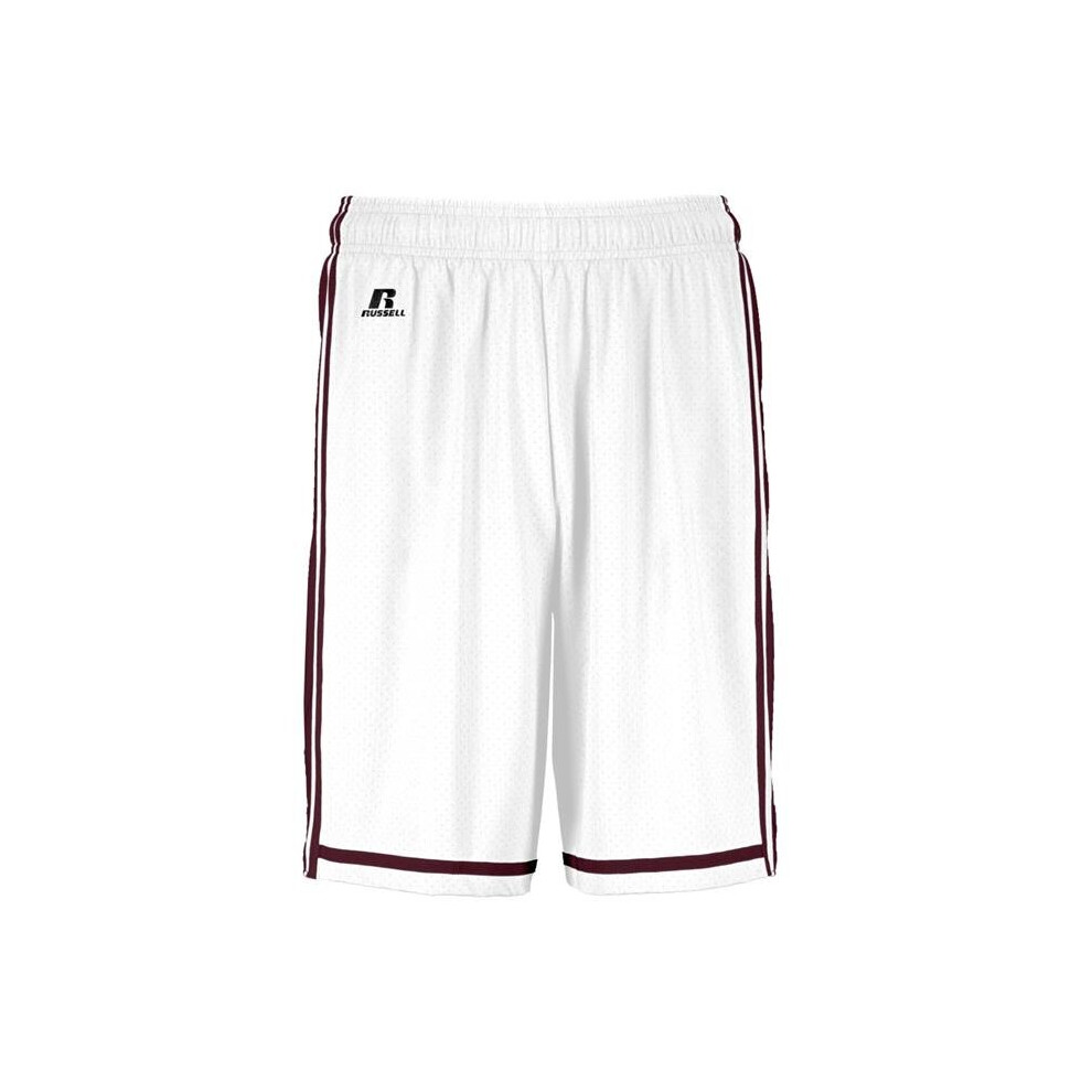 Russell 4B2VTM.WHM.L Adult Legacy Basketball Shorts, White & Maroon - Large