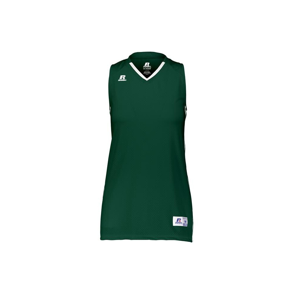 Russell 4B1VTX.DWI.XL Ladies Legacy Basketball Jersey, Dark Green & White - Extra Large