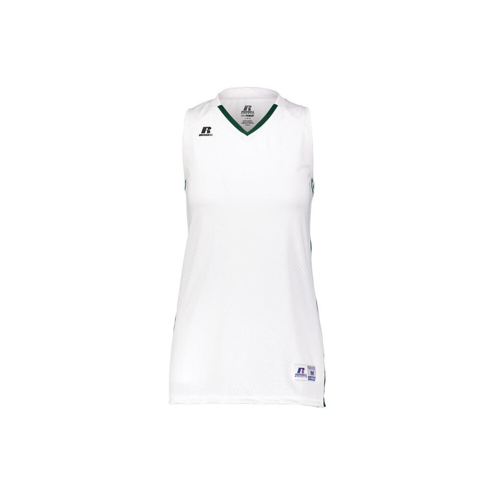 Russell 4B1VTX.WDG.XL Ladies Legacy Basketball Jersey, White & Dark Green - Extra Large