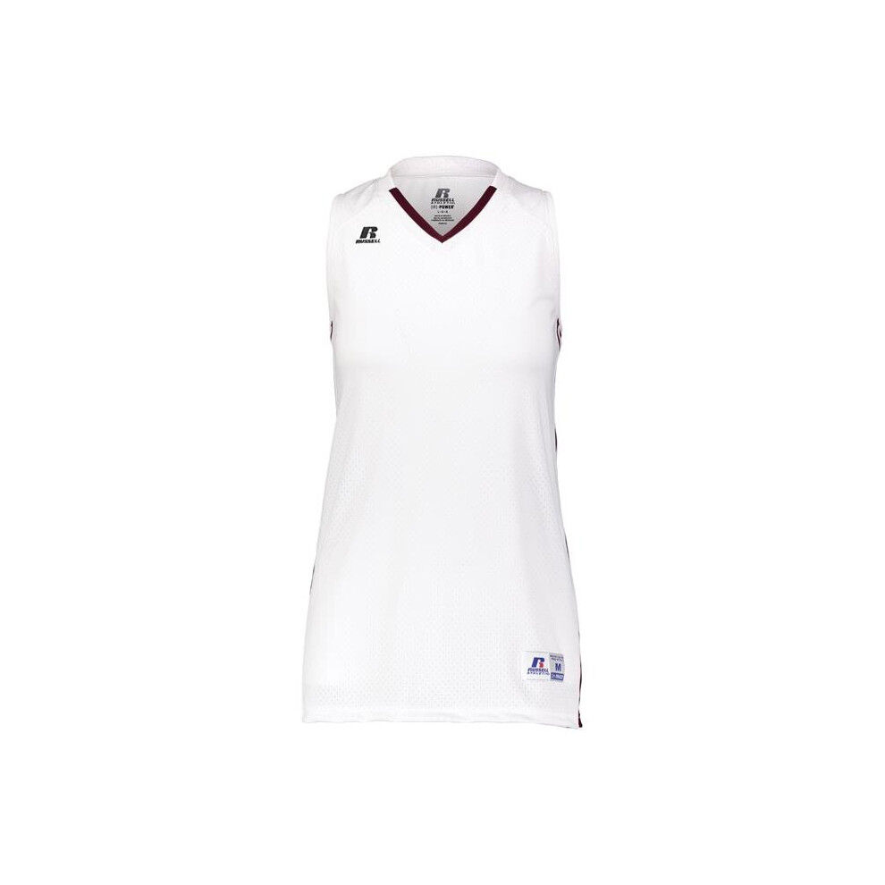 Russell 4B1VTX.WHM.XL Ladies Legacy Basketball Jersey, White & Maroon - Extra Large