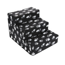 (Black Claw) 3 Steps Washable Folding Portable Stairs Doggy Puppy Pet Dog Cover Ramp Ladder