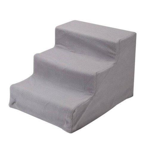 (Grey) 3 Steps Washable Folding Portable Stairs Doggy Puppy Pet Dog Cover Ramp Ladder