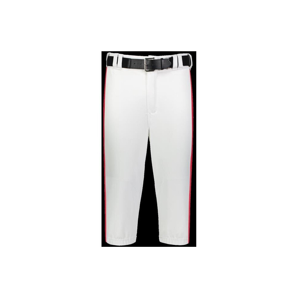 Russell R21LGM.WTR.M Adult Piped Diamond Series Knicker 2.0 Pant, White & True Red - Medium