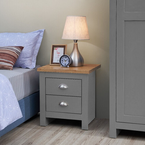 Timber Art Design UK Lisbon Bedside Table Cabinet Nightstand 1 Drawer Bedroom Light Grey